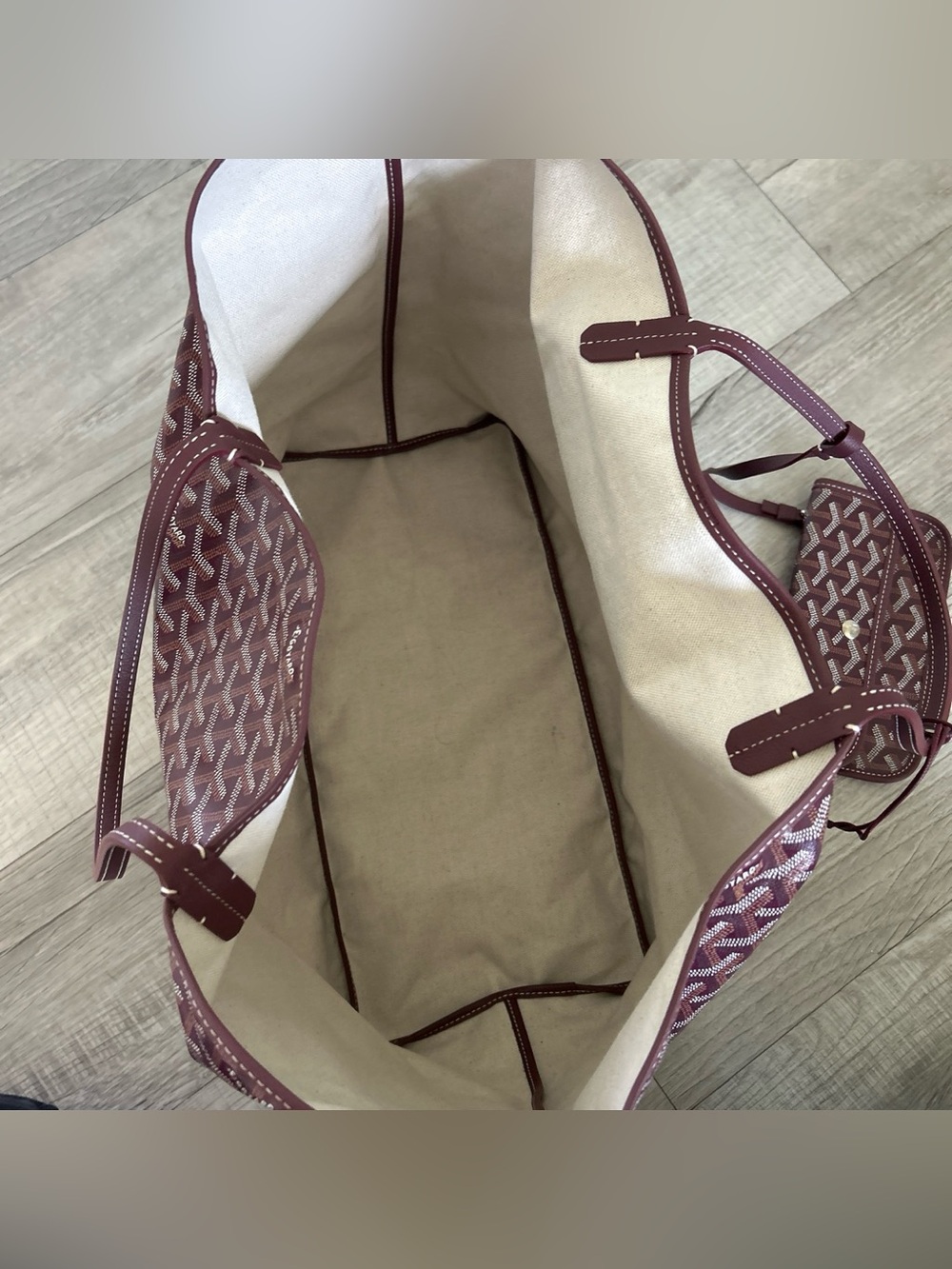 Goyard Saint Louis GM Tote Bag Bordeaux Burgundy Red w/ Matching Pouch - Picture 3 of 4